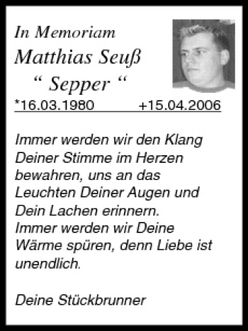 Anzeige von Matthias Seuß von MGO
