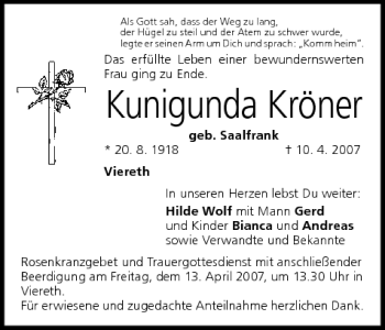 Anzeige von Kuligunda Kröner von MGO