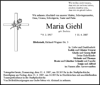 Anzeige von Maria Giehl von MGO