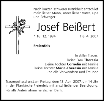 Anzeige von Josef Beißert von MGO