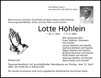 Anzeige von Lotte Höhlein von MGO