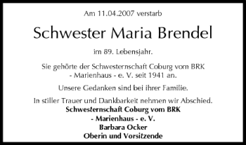 Anzeige von Maria Brendel von MGO