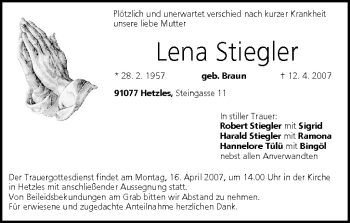 Anzeige von Lena Stiegler von MGO