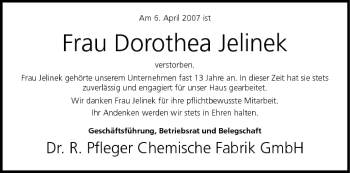 Anzeige von Dorothea Jelinek von MGO
