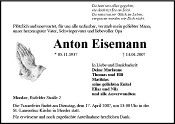 Anzeige von Anton Eisemann von MGO