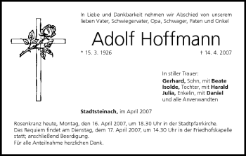 Anzeige von Adolf Hoffmann von MGO