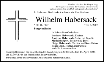 Anzeige von Wilhelm Habersack von MGO