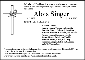 Anzeige von Alois Singer von MGO