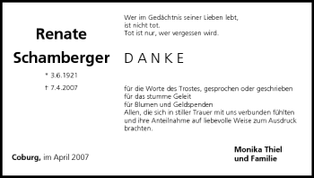 Anzeige von Renate Schamberger von MGO