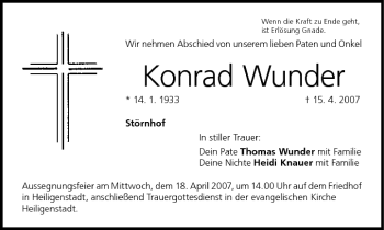 Anzeige von Konrad Wunder von MGO