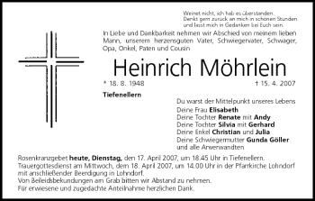 Anzeige von Heinrich Möhrlein von MGO