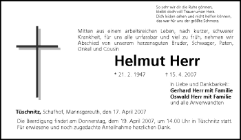 Anzeige von Helmut Herr von MGO