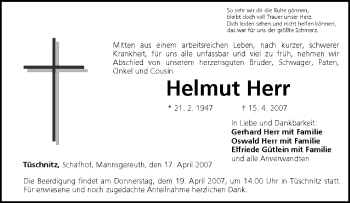 Anzeige von Helmut Herr von MGO