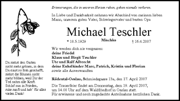 Anzeige von Michael Teschler von MGO