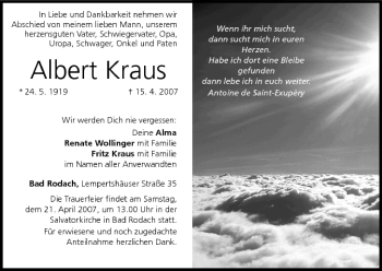 Anzeige von Albert Kraus von MGO