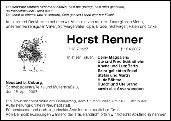 Anzeige von Horst Renner von MGO