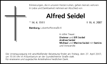 Anzeige von Alfred Seidel von MGO