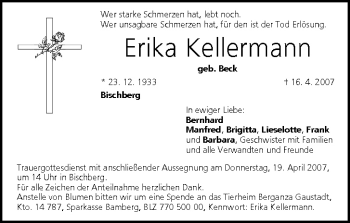 Anzeige von Erika Kellermann von MGO