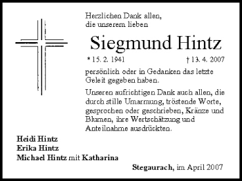 Anzeige von Slegmund Hintz von MGO