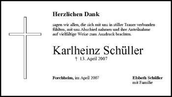 Anzeige von Karlheinz Schüller von MGO