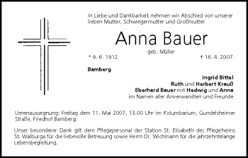 Anzeige von Anna Bauer von MGO