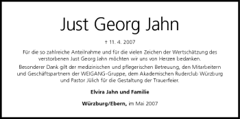 Anzeige von Just Georg Jahn von MGO
