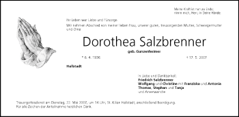 Anzeige von Dorothea Salzbrenner von MGO