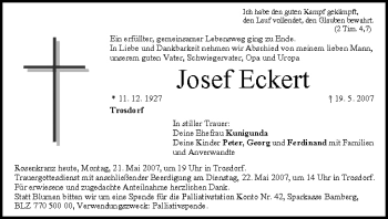 Anzeige von Josef Eckert von MGO