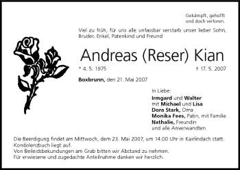 Anzeige von Andreas Kian von MGO