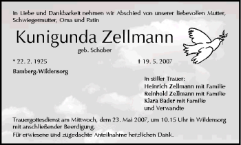 Anzeige von Kunigunda Zellmann von MGO