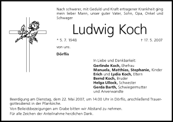 Anzeige von Ludwig Koch von MGO