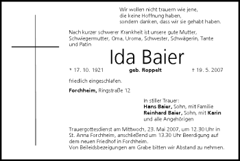 Anzeige von Ida Baier von MGO