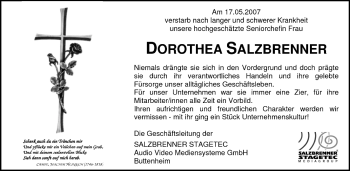Anzeige von Dorothea Salzbrenner von MGO