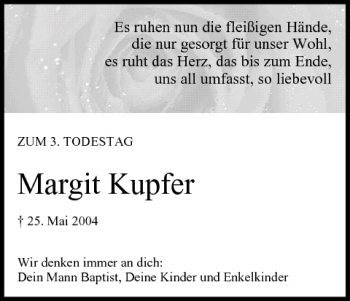 Anzeige von Margit Kupfer von MGO