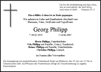 Anzeige von Georg Philipp von MGO