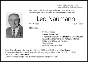 Anzeige von Leo Naumann von MGO