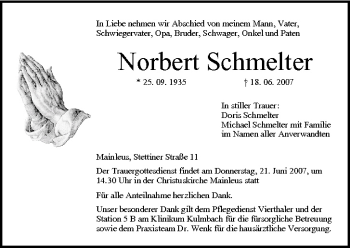 Anzeige von Norbert Schmelter von MGO