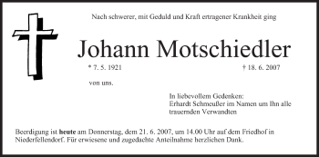 Anzeige von Johann Motschiedler von MGO