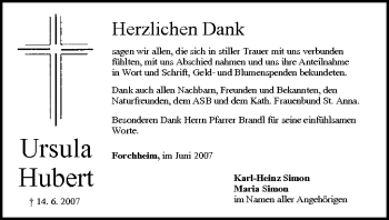 Anzeige von Ursula Hubert von MGO