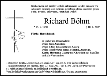 Anzeige von Richard Böhm von MGO