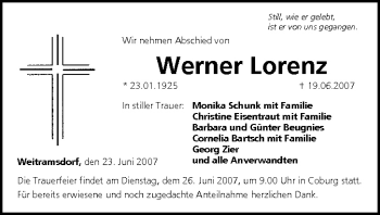 Anzeige von Werner Lorenz von MGO