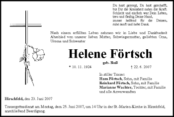 Anzeige von Helene Förtsch von MGO