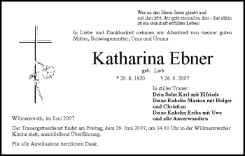 Anzeige von Katharina Ebner von MGO
