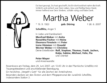 Anzeige von Martha Weber von MGO