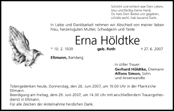 Anzeige von Erna Höldtke von MGO