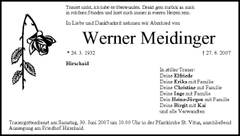 Anzeige von Werner Meidinger von MGO