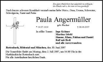 Anzeige von Paula Angermüller von MGO
