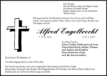 Anzeige von Alfred Engelbrecht von MGO