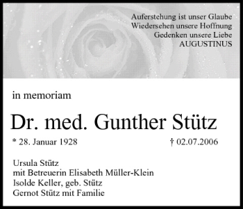 Anzeige von Günther Stütz von MGO