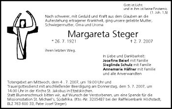 Anzeige von Margareta Steger von MGO